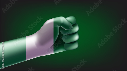 Fist with flag of Nigeria. 3d vector illustration