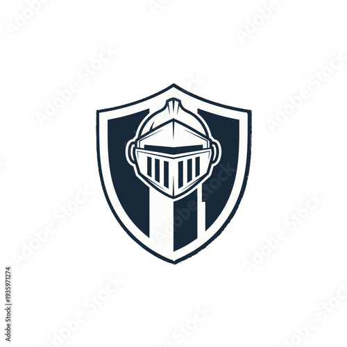 Shield emblem with architectural column design element.