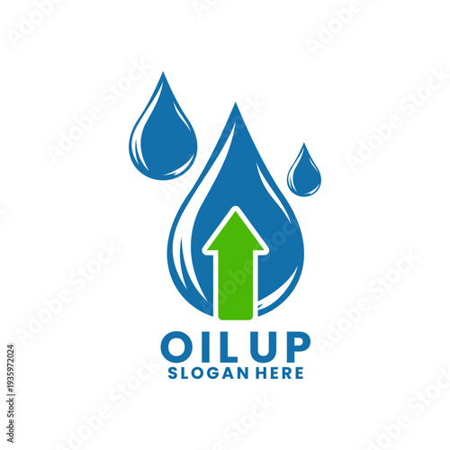 Oil Up Logo Rising Prices Growth Energy Concept. Oil with Up arrow logo design vector template