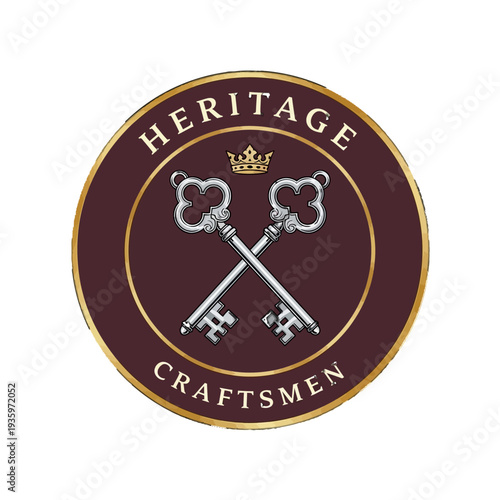 Heritage Craftsmen logo emblem with crossed silver keys and crown.