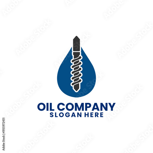 Oil Company Logo Concept Drilling Bit and Drop Symbol. Oil Drilling logo vector template