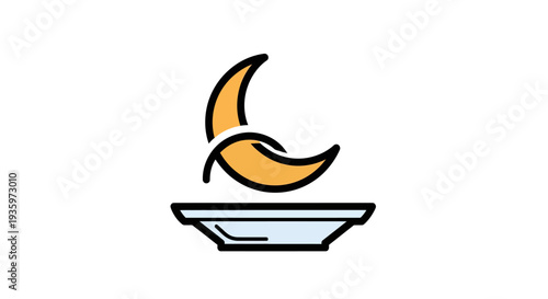 Stylized Crescent Moon on a Plate Icon