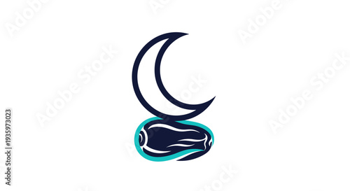 Crescent moon over a date fruit, Islamic symbol, Ramadan icon, Iftar food