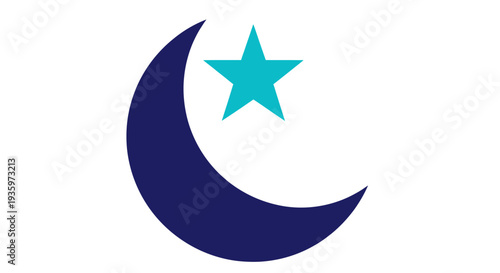 Islamic Crescent Moon and Star Icon