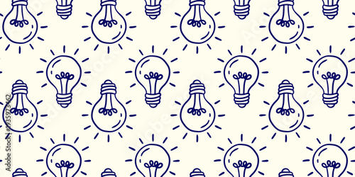 hand drawn light bulb seamless pattern for creative idea concept inspiration and innovative thinking background