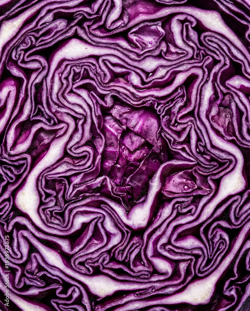 Obraz premium Close-up detail of half a cabbage. Healthy and varied food