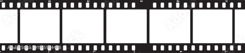 Retro grunge filmstrip reel vector icon. Vintage cinema movie roll with frame perforations and long transparent overlay strip for video or photography design projects.eps