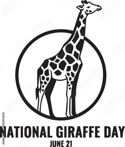 National Giraffe Day June 21 Silhouette Vector