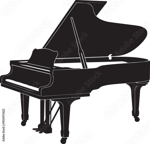 Grand Piano Musical Instrument Silhouette Vector
