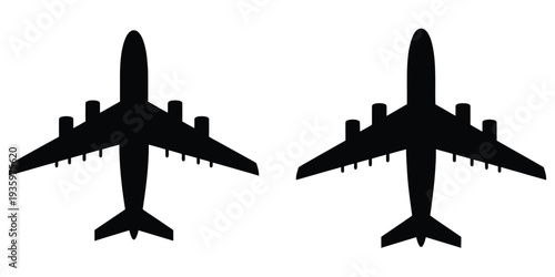Airplane double sign icon isolated for travel and tourism, flight movement, commercial airline service, transportation journey, and aviation concept design.