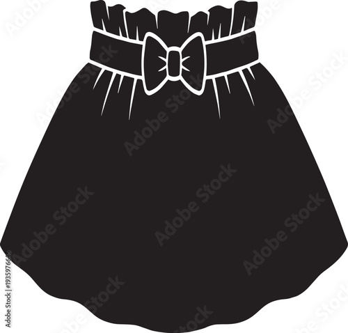 Paperbag High Waistband Baby Skirt Silhouettes with Center Bow Tie