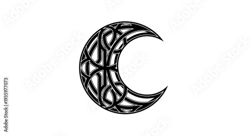 Celtic Moon Ornament Black and White Design