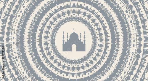 Islamic Mandalas with Taj Mahal Silhouette - Geometric Pattern Background