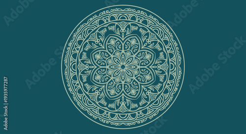 Elegant Mandala Pattern on Teal Background - Spiritual and Decorative Design