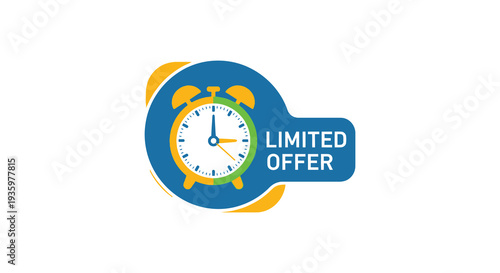 A vibrant graphic featuring a clock with the text limited offer showcasing a modern design silhouette high quality professional detailed elegant