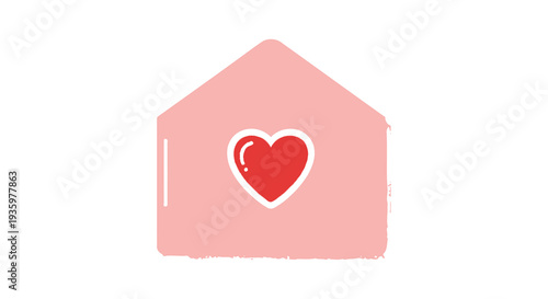 A pink envelope is open revealing a white heart on a red background a charming love letter silhouette high quality professional