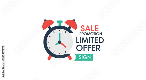 A vibrant image depicting a clock with a sale announcement promoting a limited time offer silhouette high quality professional detailed modern