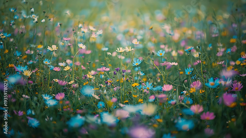Wallpaper Mural Vibrant colorful wildflowers in lush green meadow Torontodigital.ca