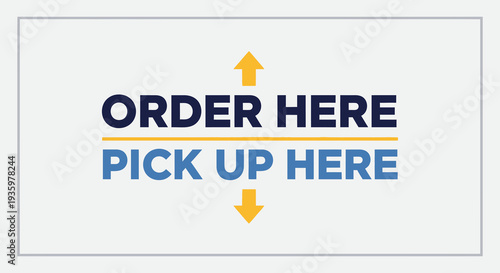 A simple sign with bold text directing customers to order and pick up presented as a dark silhouette high quality professional