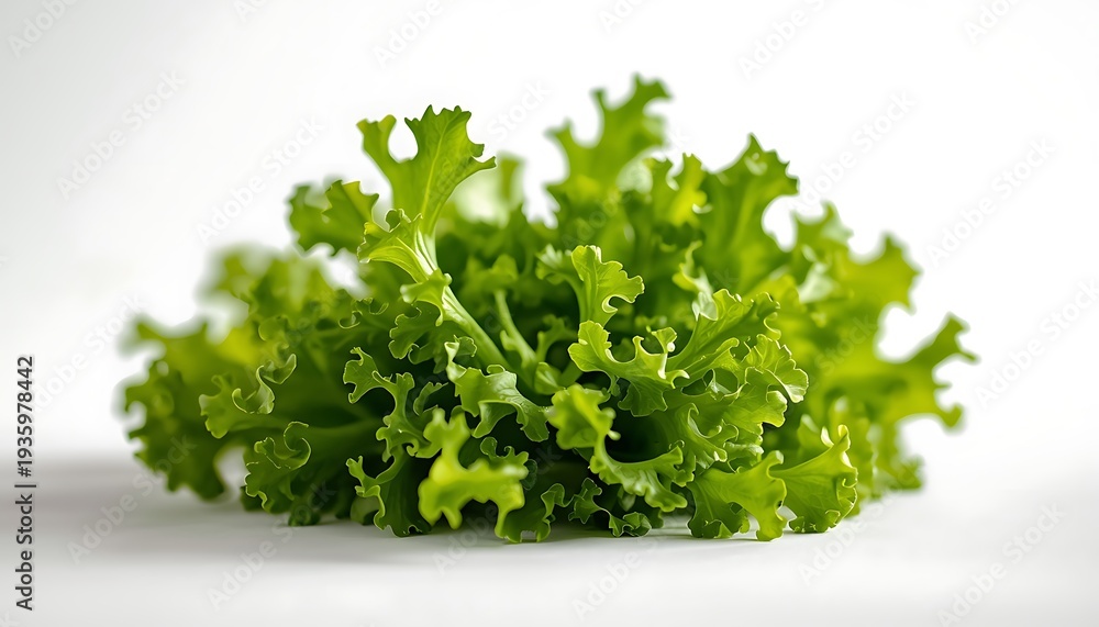 Obraz premium A bunch of fresh curly kale leaves on a white background