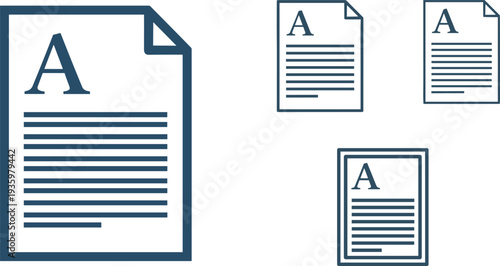 Document file icons set with text lines minimal outline vector illustration for paperwork report template and office documentation concept
