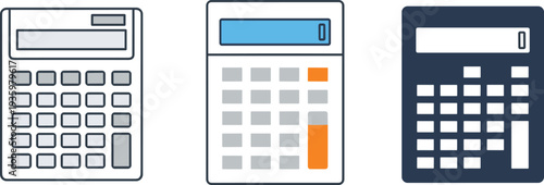 Modern calculator icon collection with different styles for finance accounting mathematics school study calculation tools vector illustration set