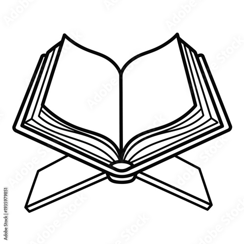 Open book with pages turned down on stand