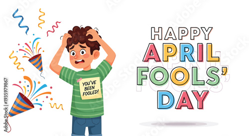 Vector illustration of a man celebrating April Fools' Day