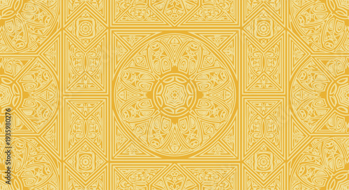 Intricate Golden Geometric Pattern Background - Islamic Art Inspired