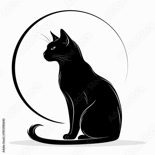 Elegant Black Cat Silhouette with Minimalist Aesthetic