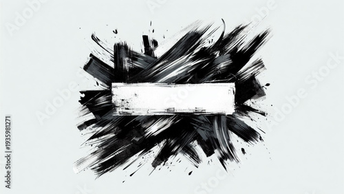 messy abstract expressionist brush strokes with white rectangle