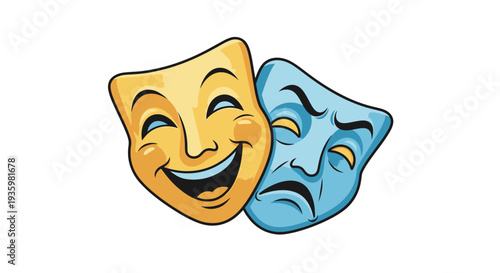 Theater masks symbolizing comedy and tragedy drama performance.