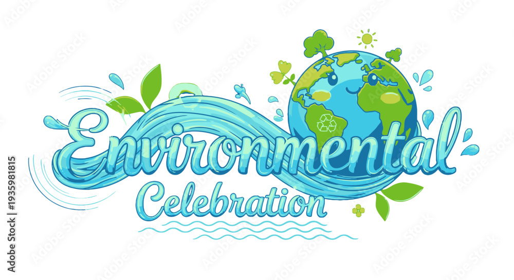 Fototapeta premium Environmental Celebration with Globe and Leaves.