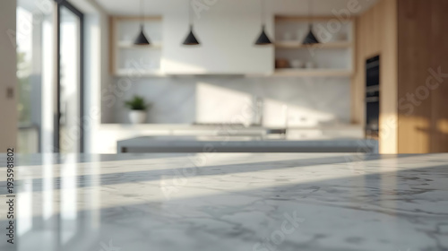 Wallpaper Mural Marble kitchen countertop with modern blurred background Torontodigital.ca