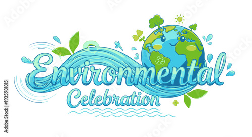 Environmental Celebration with Globe and Leaves.