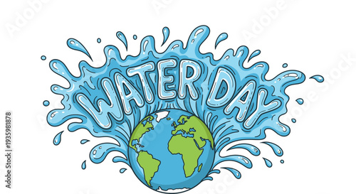 World Water Day illustration with splashing globe.