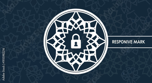 Secure Responsive Digital Mark Icon with Lock and Geometric Pattern