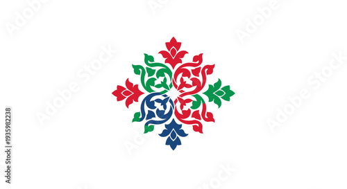 Colorful Mandala Pattern, Geometric Floral Symmetry, Decorative Ornament