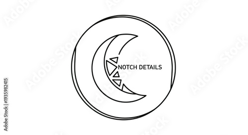 Crescent moon with geometric patterns inside, modern logo design