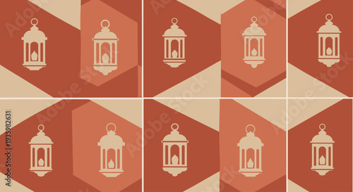 Islamic Lantern Pattern, Ramadan Kareem, Eid Mubarak, Geometric Background