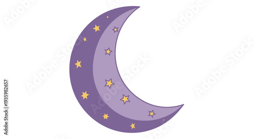 Cute Crescent Moon with Stars Icon