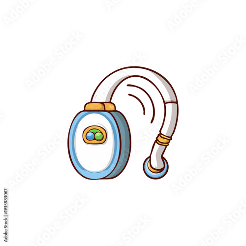 Isolated cartoon illustration of a portable handheld device with a flexible hose and control panel, suitable for various applications