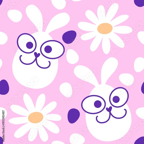 Easter eggs seamless rabbits pattern for fabrics and linens and kids clothes print and spring party accessories