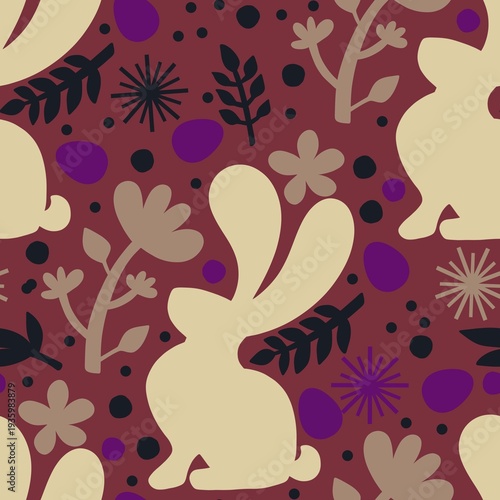 Easter eggs seamless rabbits pattern for fabrics and linens and kids clothes print and spring party accessories