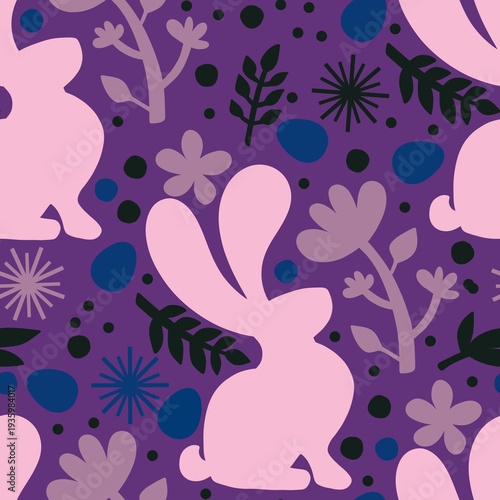 Easter eggs seamless rabbits pattern for fabrics and linens and kids clothes print and spring party accessories