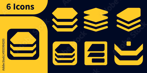 Technology Stack and Data Architecture Vector Icon Set for Web Development