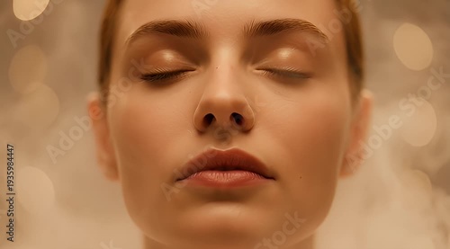 Woman Relaxing with Eyes Closed Peacefully.