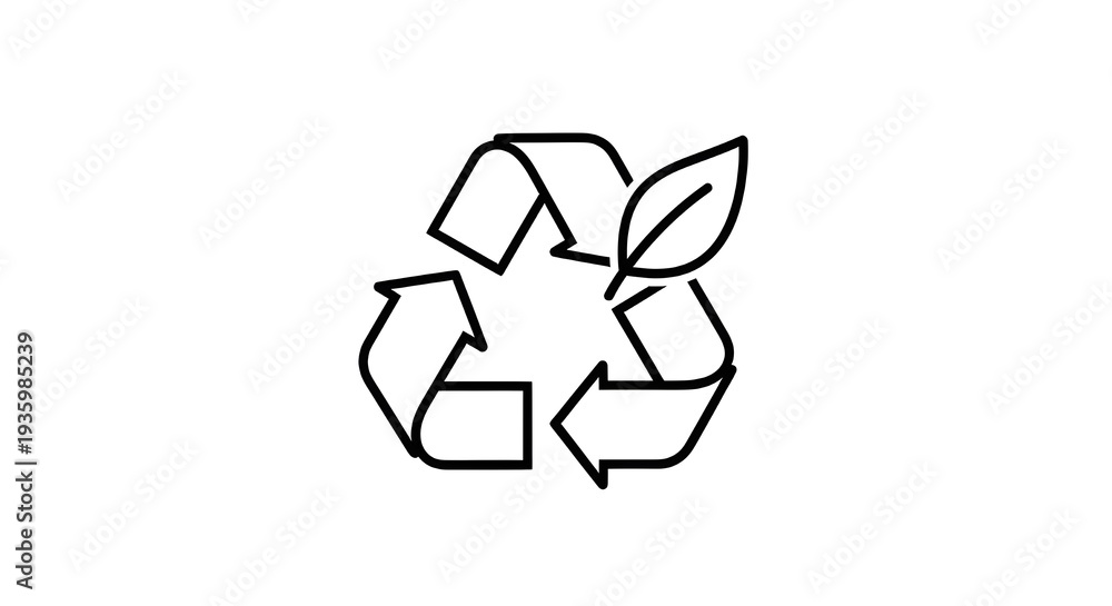 Obraz premium Modern recycling symbol with leaf for eco friendly practices