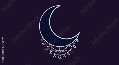 Mystical Crescent Moon with Hanging Moons Decoration