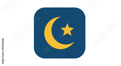 Islamic Crescent Moon and Star Icon